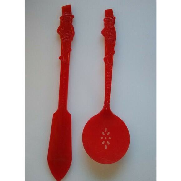 Mr Peanut Planters Nuts Red Spreader & Nut Spoon Original Plastic 1950s Vintage - Picture 6 of 11